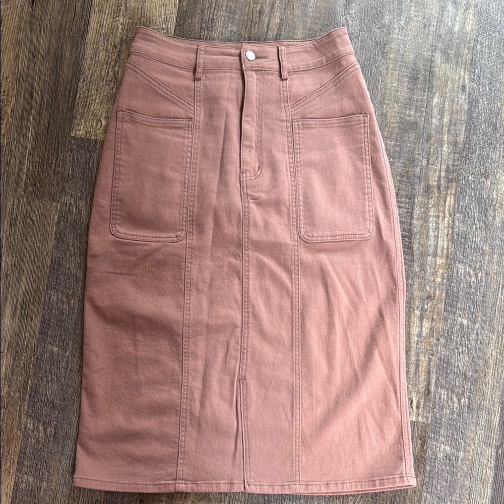 Pink Denim Skirt